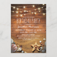 Rustic Beach Tropical Nautical Birthday Party Invitation