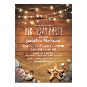 Rustic Beach Tropical Nautical Birthday Party Invitation