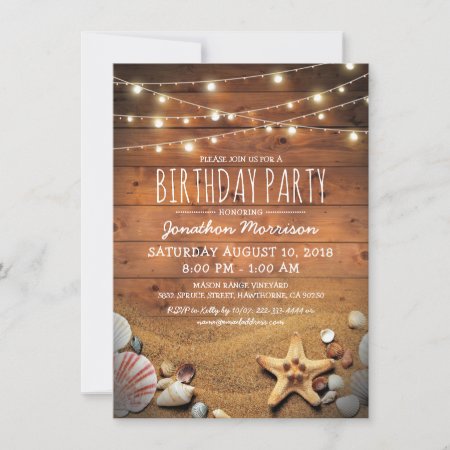 Rustic Beach Tropical Nautical Birthday Party Invitation