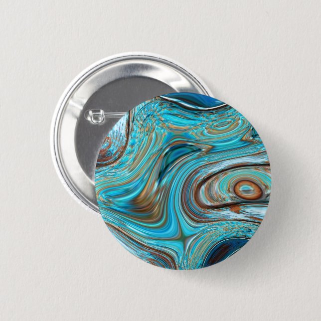 rustic beach Turquoise Woodgrain Teal Barn Wood Button (Front & Back)