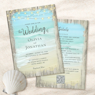 Rustic Beach Wedding All in One QR Code Invitation