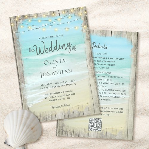 Rustic Beach Wedding All in One QR Code Invitation