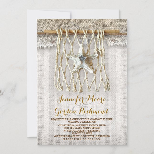 rustic beach wedding invitation (Front)