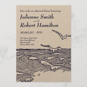 Rustic Beach Wedding Rehearsal Dinner Invitation