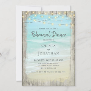 Rustic Beach Wedding Rehearsal Dinner Invitation