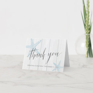 Rustic Beach Wedding Starfish  Letterpress Thank You Card