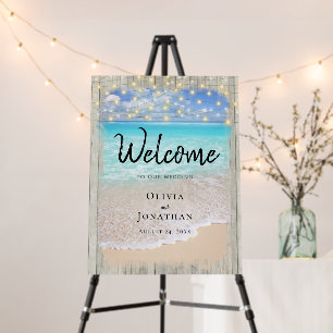 Rustic Beach Wood Coastal Wedding Welcome Foam Board