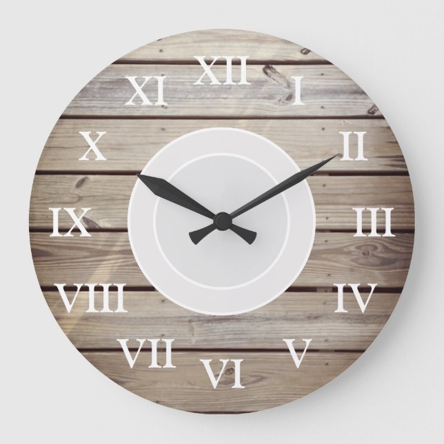 Rustic Beach Wood Large Clock (Front)