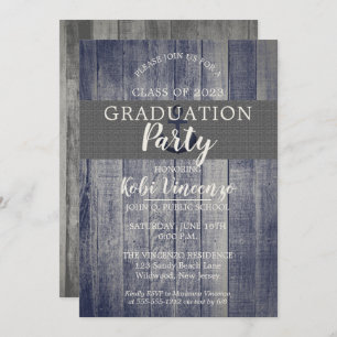Rustic Beach Wood Nautical Graduation Party Invitation