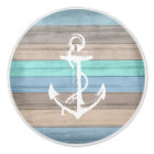 Rustic Beach Wood Nautical Stripes & Anchor