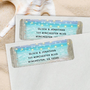 Rustic Beach Wood Wedding Return Address Label