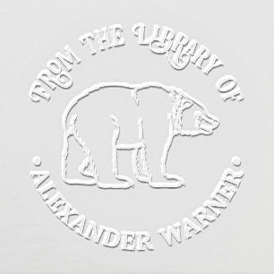 Rustic Bear #6 Round Library Book Name Embosser