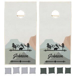 Rustic Bear and Mountain Personalized Cornhole Set