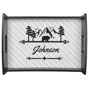 Rustic Bear and Mountain Serving Tray