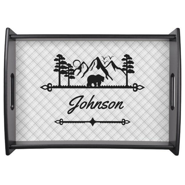 Rustic Bear and Mountain Serving Tray (Front)