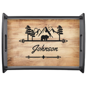 Rustic Bear and Mountain Serving Tray