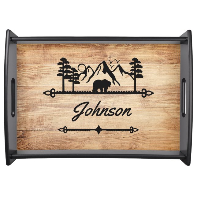 Rustic Bear and Mountain Serving Tray (Front)