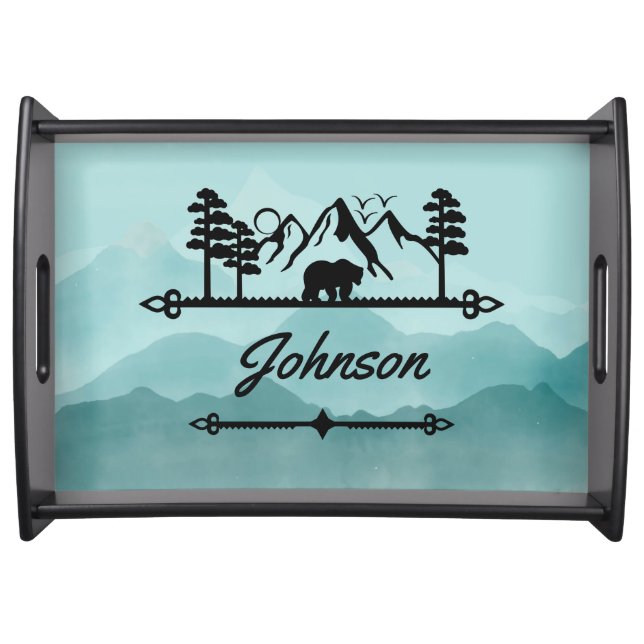 Rustic Bear and Mountain Serving Tray (Front)