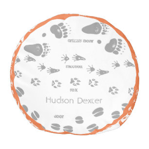Rustic Bear Any Color Arrow Clouds Animal Tracks Pouf