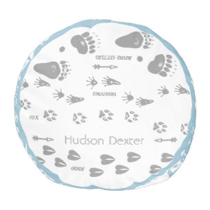 Rustic Bear Any Color Arrow Clouds Animal Tracks Pouf