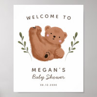 Rustic Bear Baby Shower Welcome Sign