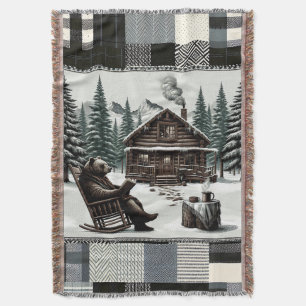 Rustic Bear Blanket Cozy Cabin Book Lover Throw