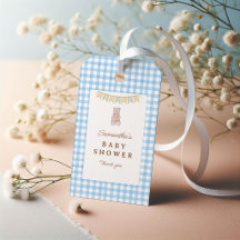 Rustic Bear Blue Watercolor Gingham Baby Shower