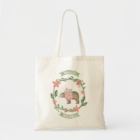 Rustic Bear & Bunny Personalized Library Bag