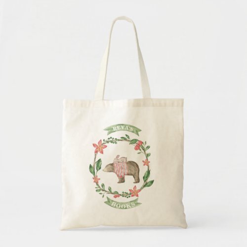 Rustic Bear  Bunny Personalized Library Bag