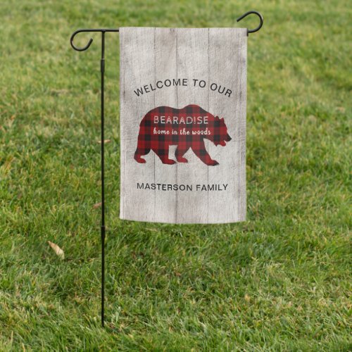 Rustic Bear Cabin Bearadise Family Welcome Garden Flag