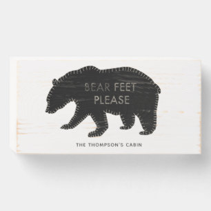 Rustic Bear Cabin Wooden Box Sign