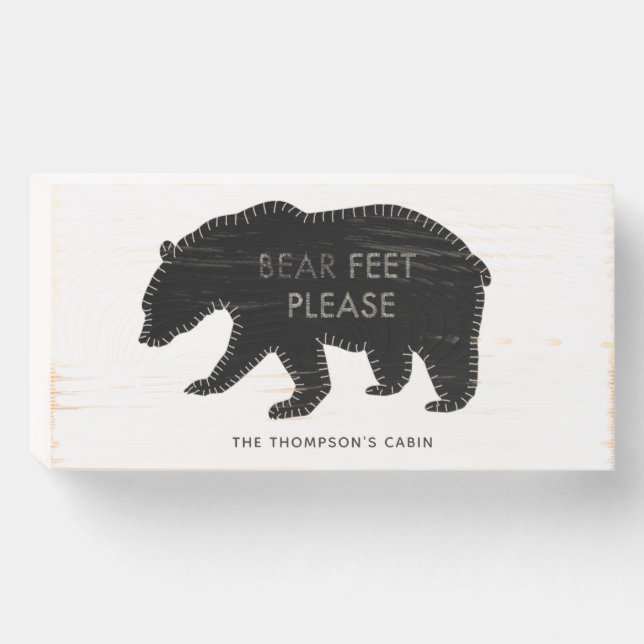Rustic Bear Cabin Wooden Box Sign (Front Horizontal)