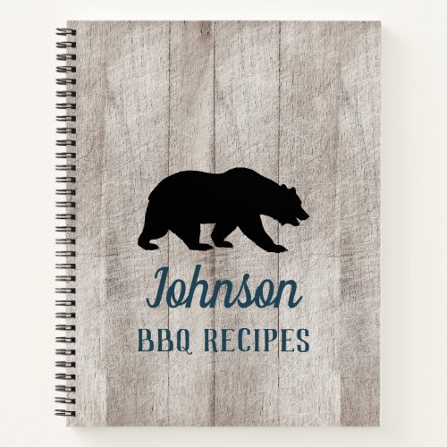 Rustic Bear Family Barbecue Recipes Notebook