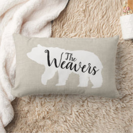 Rustic Bear Family Monogram Throw Pillow