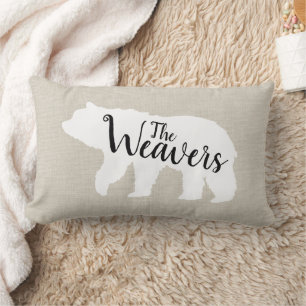 Rustic Bear Family Monogram Throw Pillow