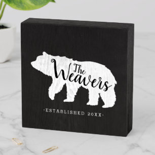 Rustic Bear Family Monogram Wooden Box Sign