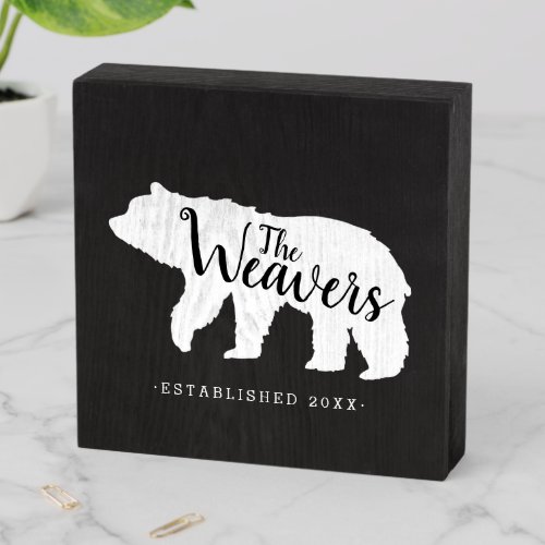 Rustic Bear Family Monogram Wooden Box Sign