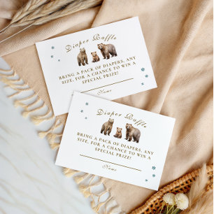 Rustic Bear Family Winter Adventure Diaper Raffle Enclosure Card
