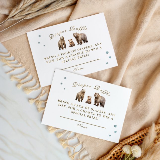 Rustic Bear Family Winter Adventure Diaper Raffle Enclosure Card (Creator Uploaded)