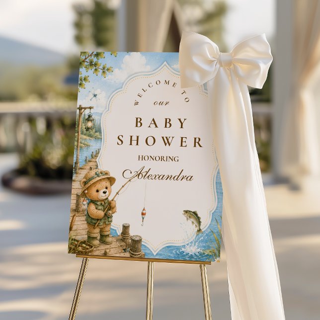 Rustic Bear Fishing Baby Shower Foam Board (Creator Uploaded)