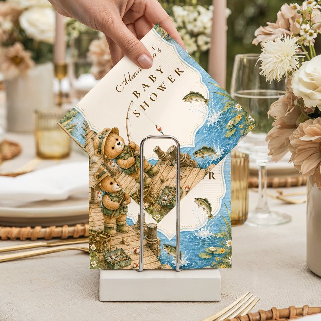Rustic Bear Fishing Baby Shower Napkins (Creator Uploaded)