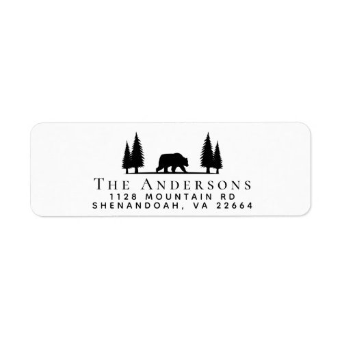 Rustic Bear Forest Return Address Label