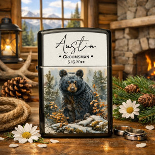 Rustic Bear Groomsman Printed Design Zippo Lighter