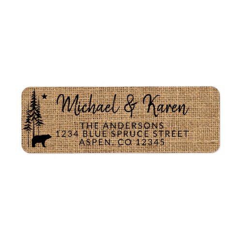 Rustic Bear in the Woods Personalized Label
