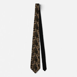 Rustic bear moose wood pattern necktie
