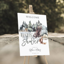 Rustic Bear & Mountains Baby Shower Welcome Sign