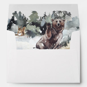 Rustic Bear & Mountains Watercolor Envelope