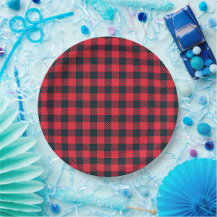 Rustic Bear Nursery Plaid Paper Plates