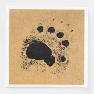 Rustic Bear Paw Print Vintage Art Paper Dinner Napkins