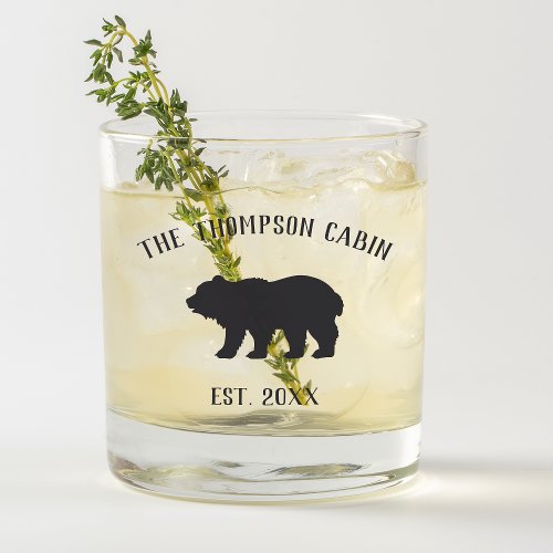Rustic Bear Personalized Family Name Whiskey Glass